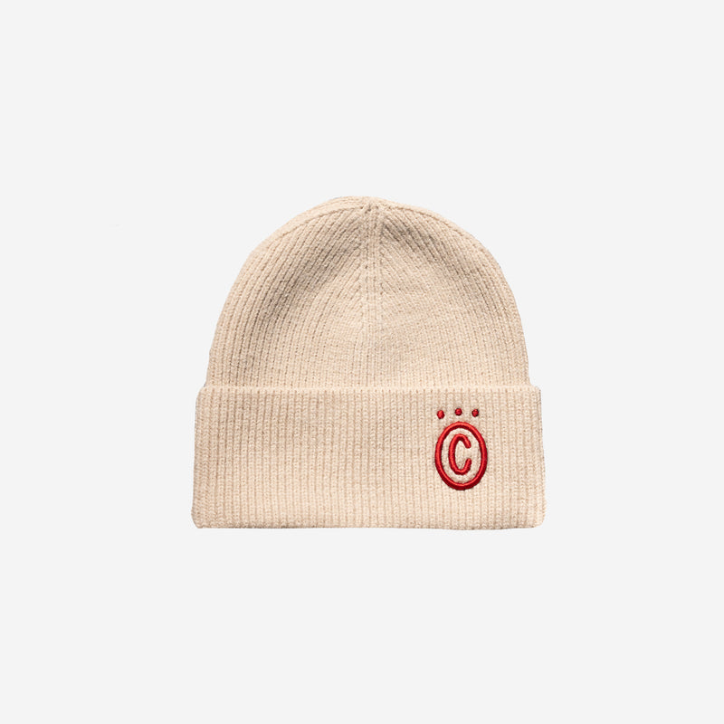 Bonnet Beige _ Logo Rouge